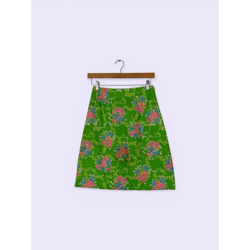 Vintage Lilly Pulitzer | Vintage Floral A-Line Skirt XS/S Green Pink Sportswear